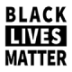 The text 'Black Lives Matter' in all-caps, one letter per line, alternating between black text on white background and white text on black background.